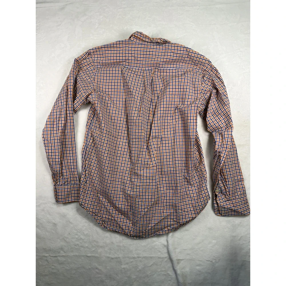 Ralph Lauren Button Down Shirt L (14-16) Orange Blue Gingham Kids Boys